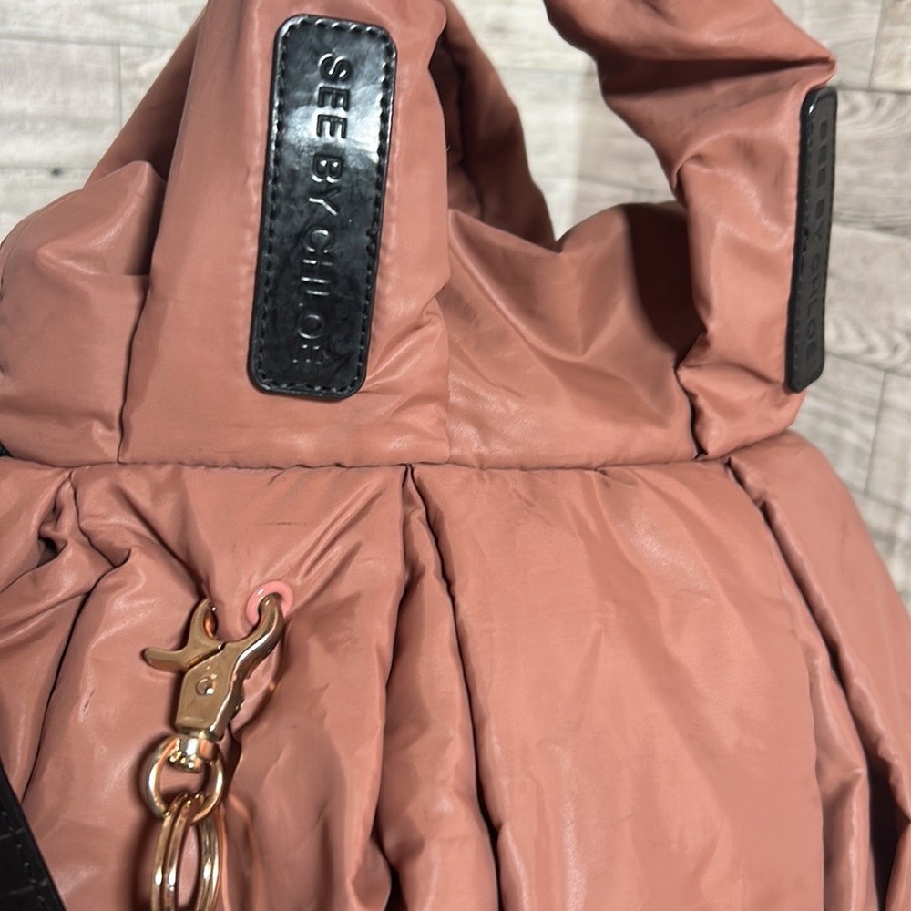 See By Chloe Coral Pink Puffer Tote - Picture 9 of 10